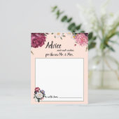 Carte de conseils élégante avec fleurs bordeaux et (Debout devant)
