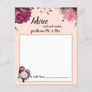 Carte de conseils élégante avec fleurs bordeaux et