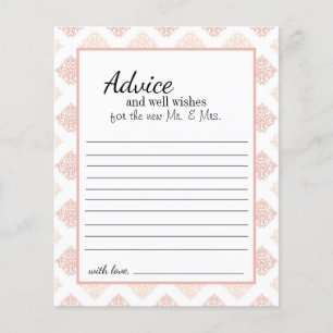 Carte de conseils en damas rose pêche doux