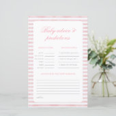 Carte de conseils et de prédictions pour bébé élég (Debout devant)