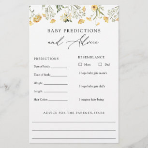 Carte de conseils et de prédictions pour bébé Fleu