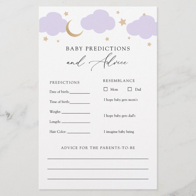 Carte de conseils et de prédictions pour bébé Over (Devant)
