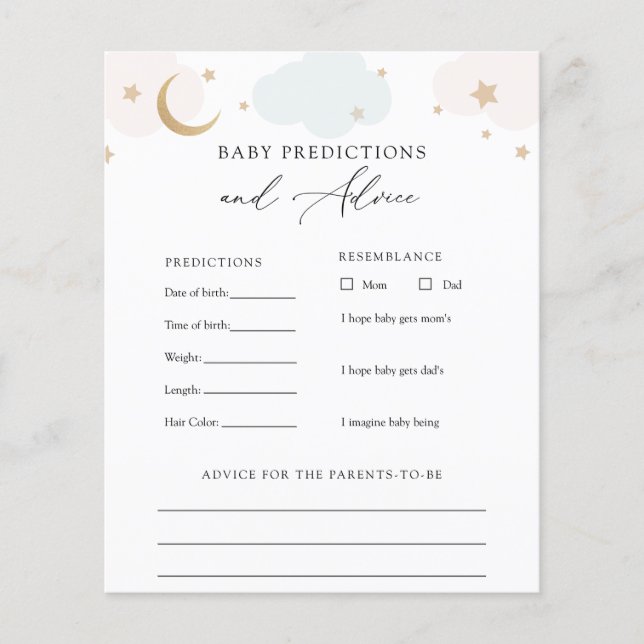 Carte de conseils et de prédictions pour bébé sur  (Devant)
