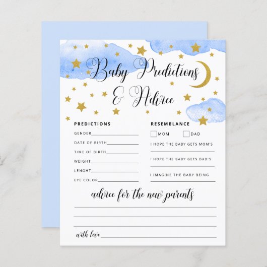 Carte de conseils et de prédictions pour bébé sur  (Devant / Derrière)