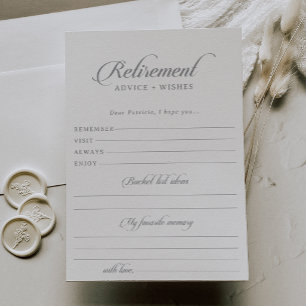 Carte de conseils et de vœux de retraite en callig