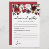 Carte de conseils et vœux de fleurs de rose rouge  (Devant / Derrière)