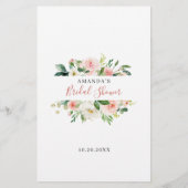 Carte de conseils et vœux de fleurs roses et de ve (Dos)