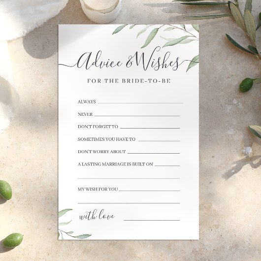 Carte de conseils et vœux de mariage à verdure min