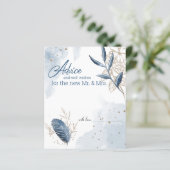 Carte de conseils floraux élégants bleus et or mod (Debout devant)
