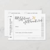 Carte de conseils Idées de voyage pour une soirée  (Devant / Derrière)