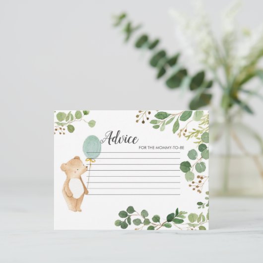 Carte de conseils Ourson de verdure (Debout devant)