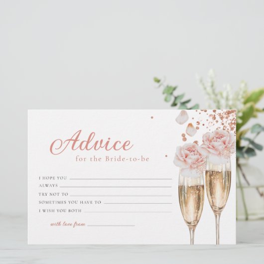 Carte de conseils Petals & Prosecco pour enterreme (Debout devant)