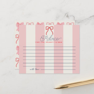 Carte de conseils pour baby shower avec ruban roug