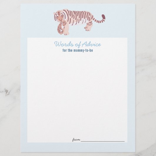 Carte de conseils pour Baby Shower Blue Tiger (Devant)