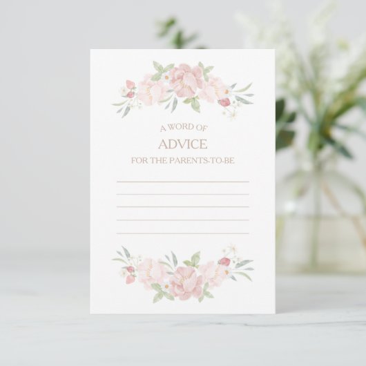 Carte de conseils pour Baby Shower Blush Floral (Debout devant)