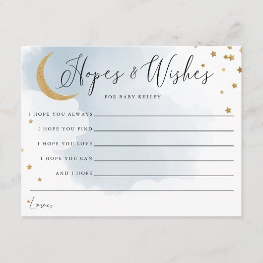 Carte de conseils pour Baby Shower Gold Moon et St (Devant)