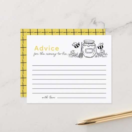 Carte de conseils pour Baby Shower 'Pot de miel et (Devant/Arrière en situation)