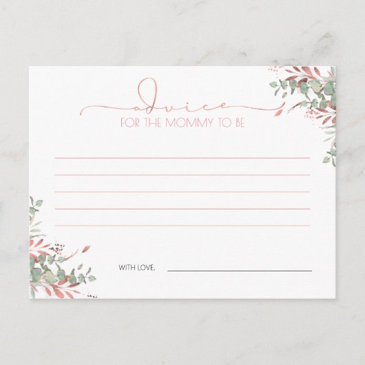 Carte de conseils pour Baby Shower Rose Gold et Ve (Devant)