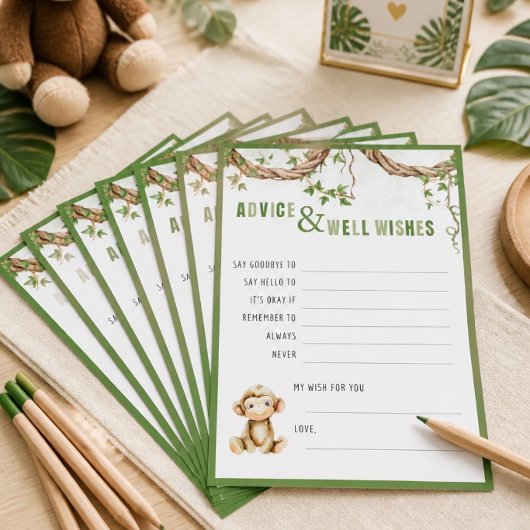 Carte de conseils pour Baby Shower singe