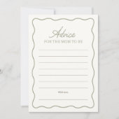 Carte de conseils pour Baby Shower Vert Sauge Ging (Devant)