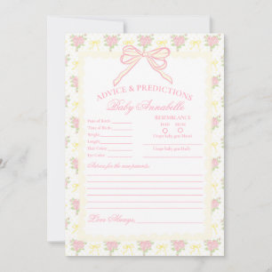 Carte de conseils pour bébé à motif floral fantais