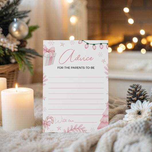 Carte de conseils pour bébé en hiver rose