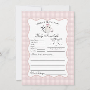 Carte de conseils pour bébé fantôme pastel rose Li