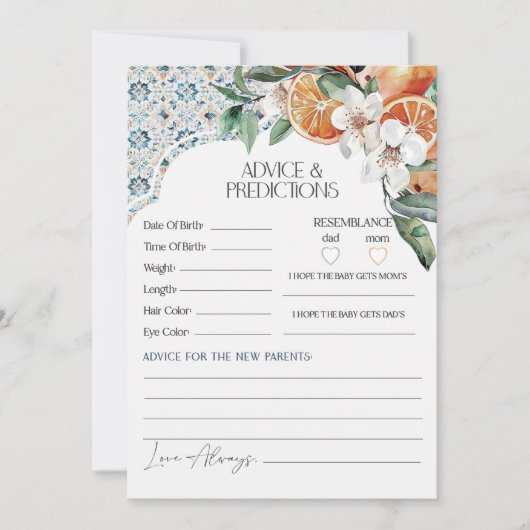 Carte de conseils pour bébé Tuscany Tile Coastal I (Devant)