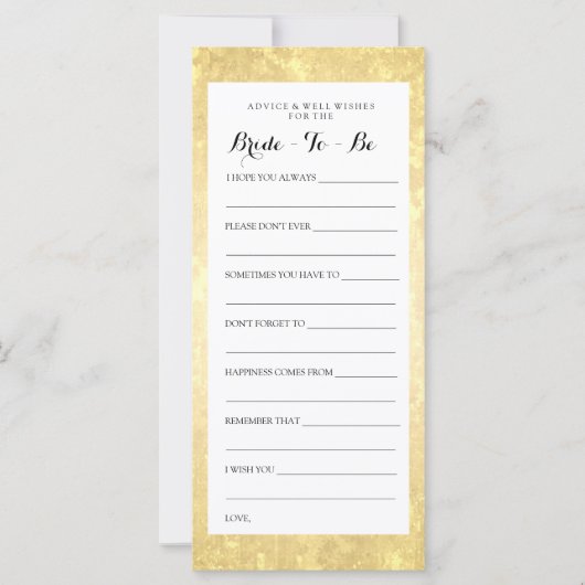 Carte de conseils pour la fête de mariage en or av (Devant)