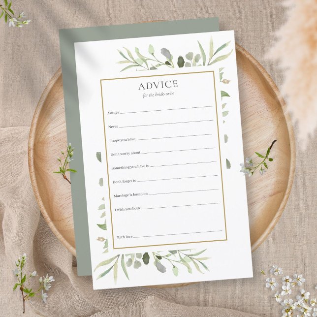 Carte de conseils pour la mariée avec feuillage po (Créateur téléchargé)