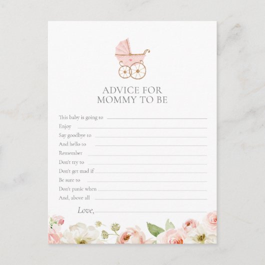 Carte de conseils pour maman à la baby shower flor (Devant)