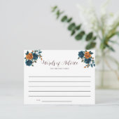 Carte de conseils pour mariage sarcelle et orange (Debout devant)