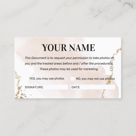 Carte de Consentement Photo Or Moderne (Dos)