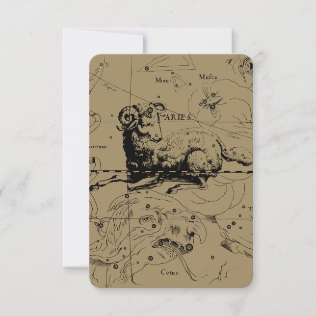 Carte de Constellation Aries Hevelius vers 1690 (Devant)