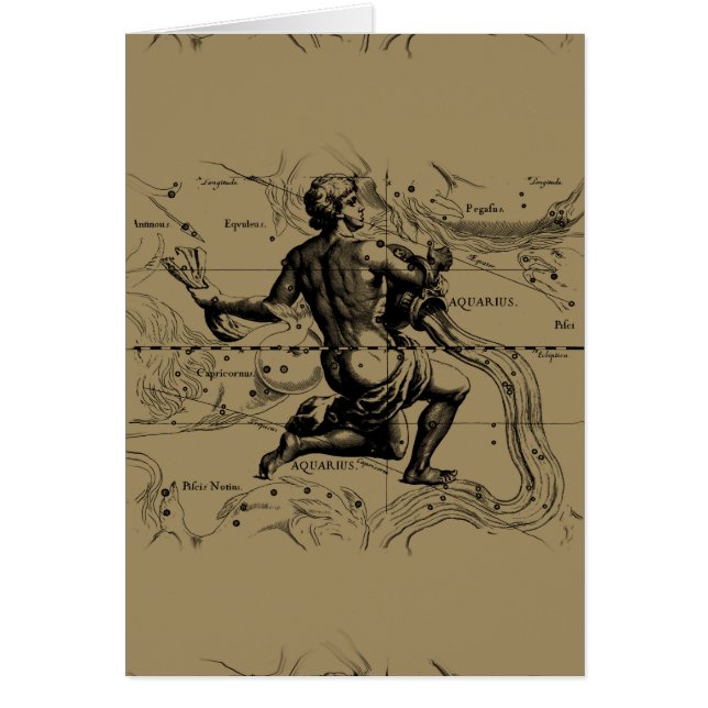 Carte de constellation de Verseau Hevelius 1690 (Devant)