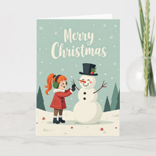 Carte de constructeur de bonhomme de neige joyeux