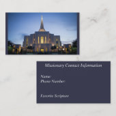 Carte de contact de missionnaire (Devant / Derrière)