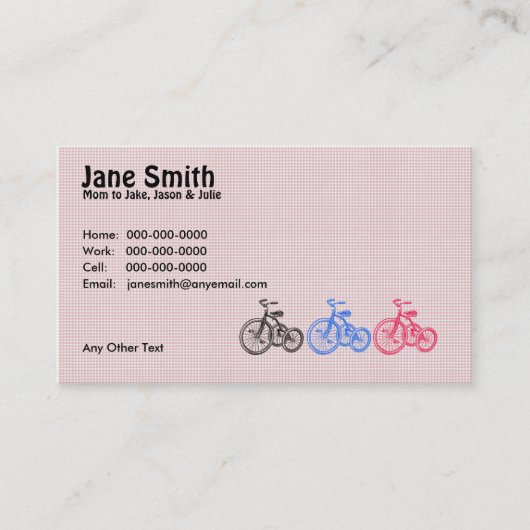 Carte de contact de trois tricycles (Devant)