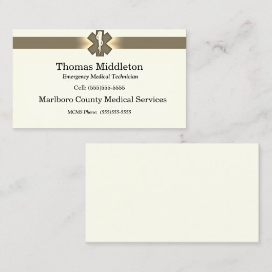 Carte de contact EMS/EMT Etoile de vie beige (Devant / Derrière)