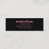 Carte de contact professionnelle noire et rose (Dos)