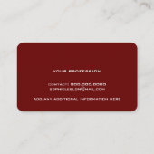 Carte de contact rouge avec nom manuscrit (Dos)