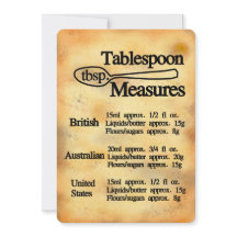Carte de conversion de mesures de cuillère à soupe