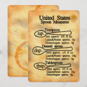 Carte de conversion des mesures de cuillère améric (Devant / Derrière)