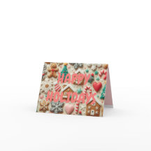 Carte de cookie de Noël rose mignonne pour les fil