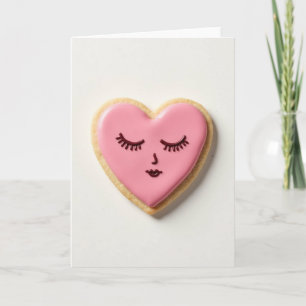 Carte de Cookie en Forme de Cœur Rose Doux