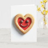 Carte de Cookie en forme de Cœur Rouge (Fleur jaune)