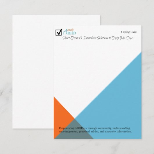 Carte de copie pour ADHD (Devant / Derrière)