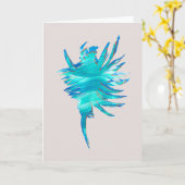 Carte de coquille en silhouette bleu-aqua-corail (Fleur jaune)