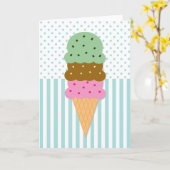 Carte de cornet de crème glacée (Fleur jaune)