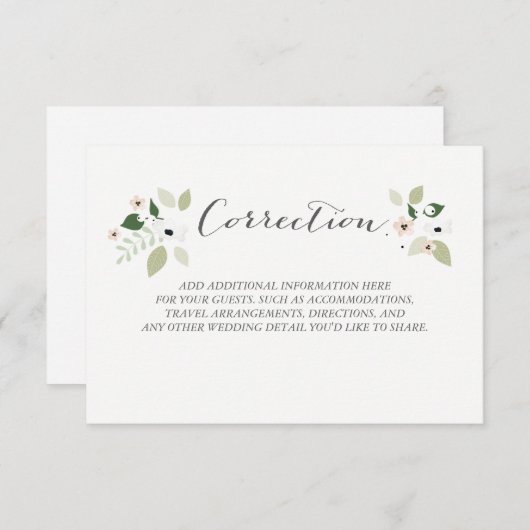 Carte de correction des fleurs de pré (Devant / Derrière)